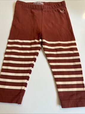 Bobo Choses Organic Cotton Rust & Cream Striped Leggings